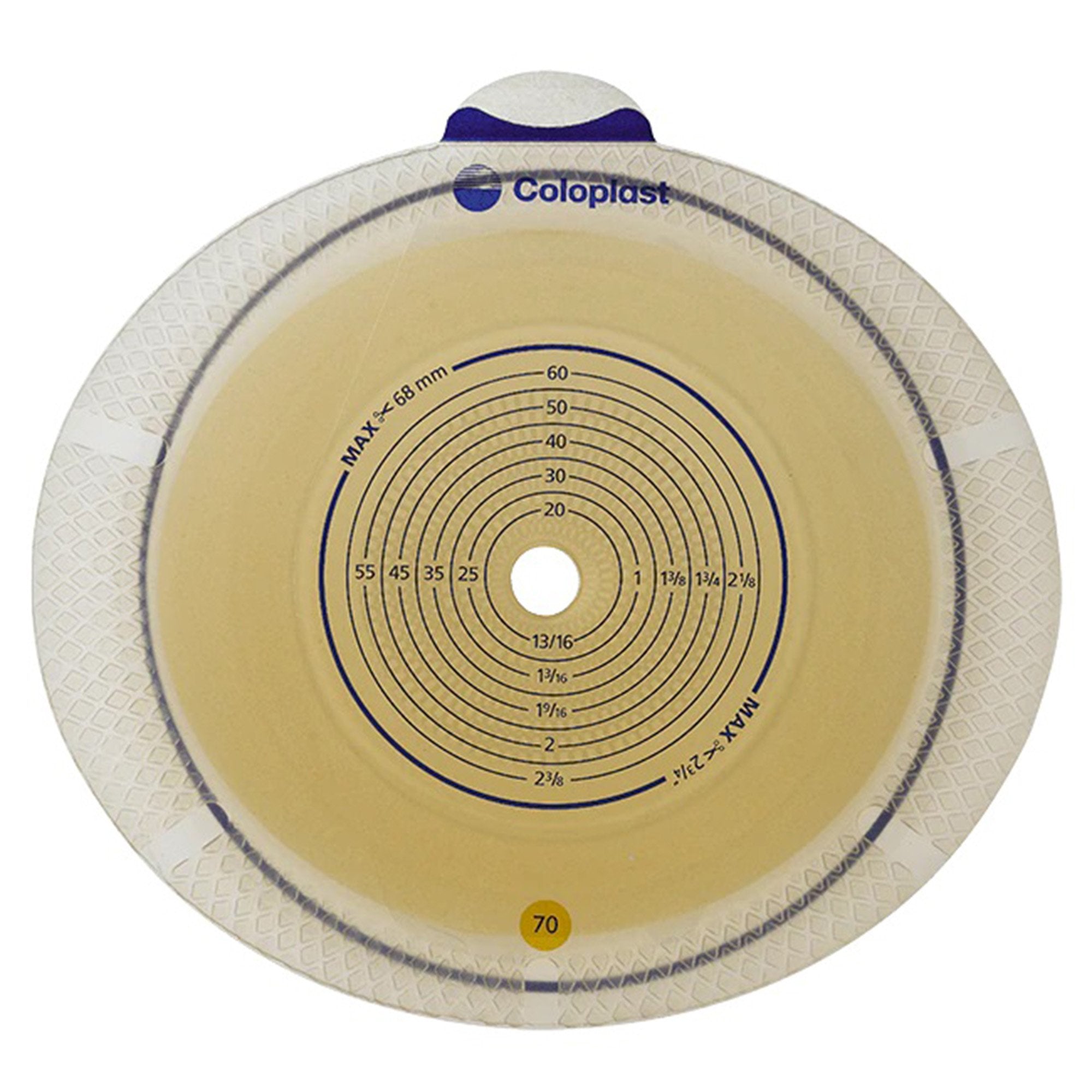 SenSura® Flex Flat Ostomy Barrier, Trim to fit 10 – 68 mm Stoma Opening, Yellow 10103
