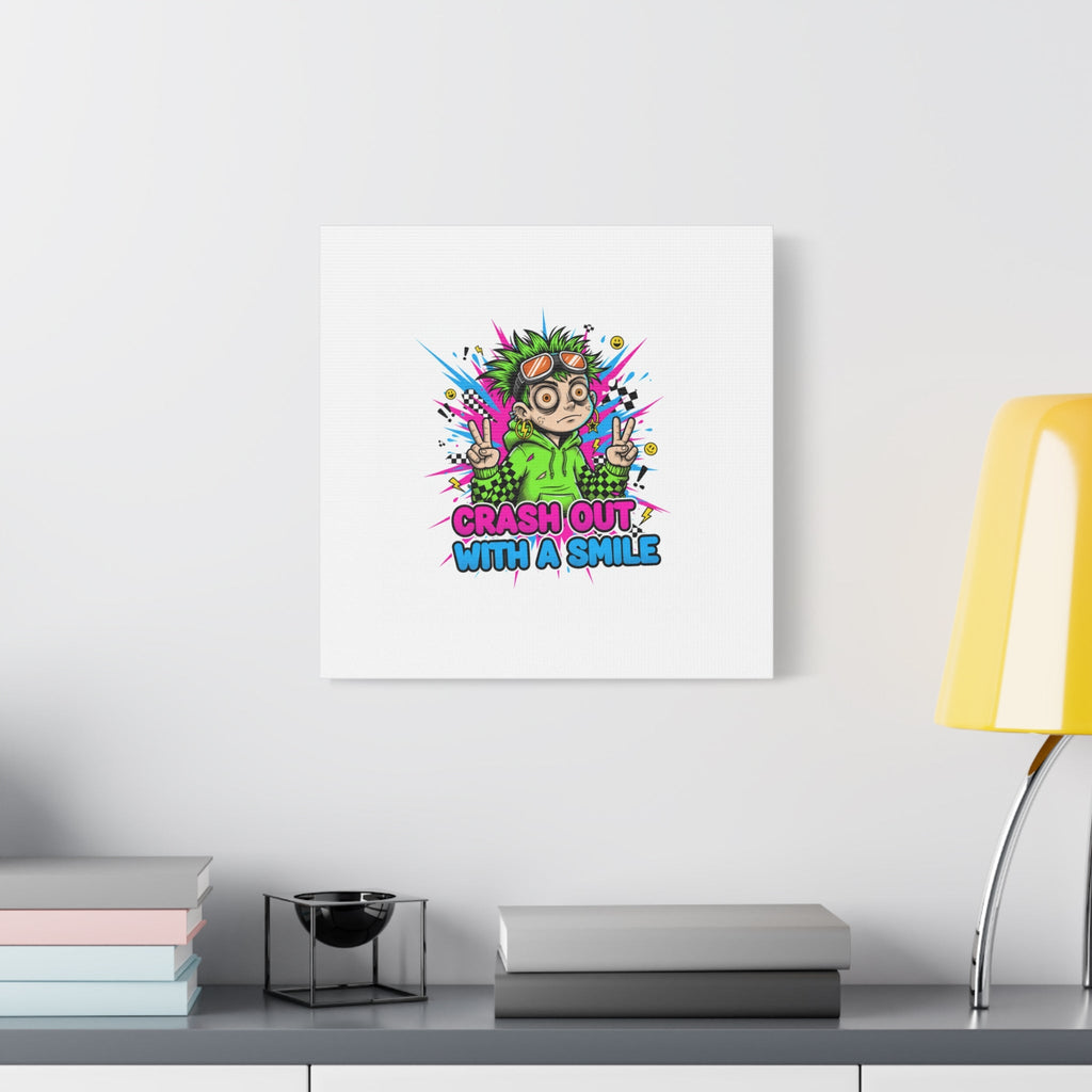 Crash Out With a Smile Canvas Print | Neon Skate Graffiti, Meme Meltdown Art
