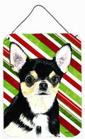Chihuahua Candy Cane Holiday Christmas Wall or Door Hanging Prints Aluminum Metal Sign Kitchen Wall Bar Bathroom Plaque Home Decor Front Door Plaque, 12x16, Multicolor