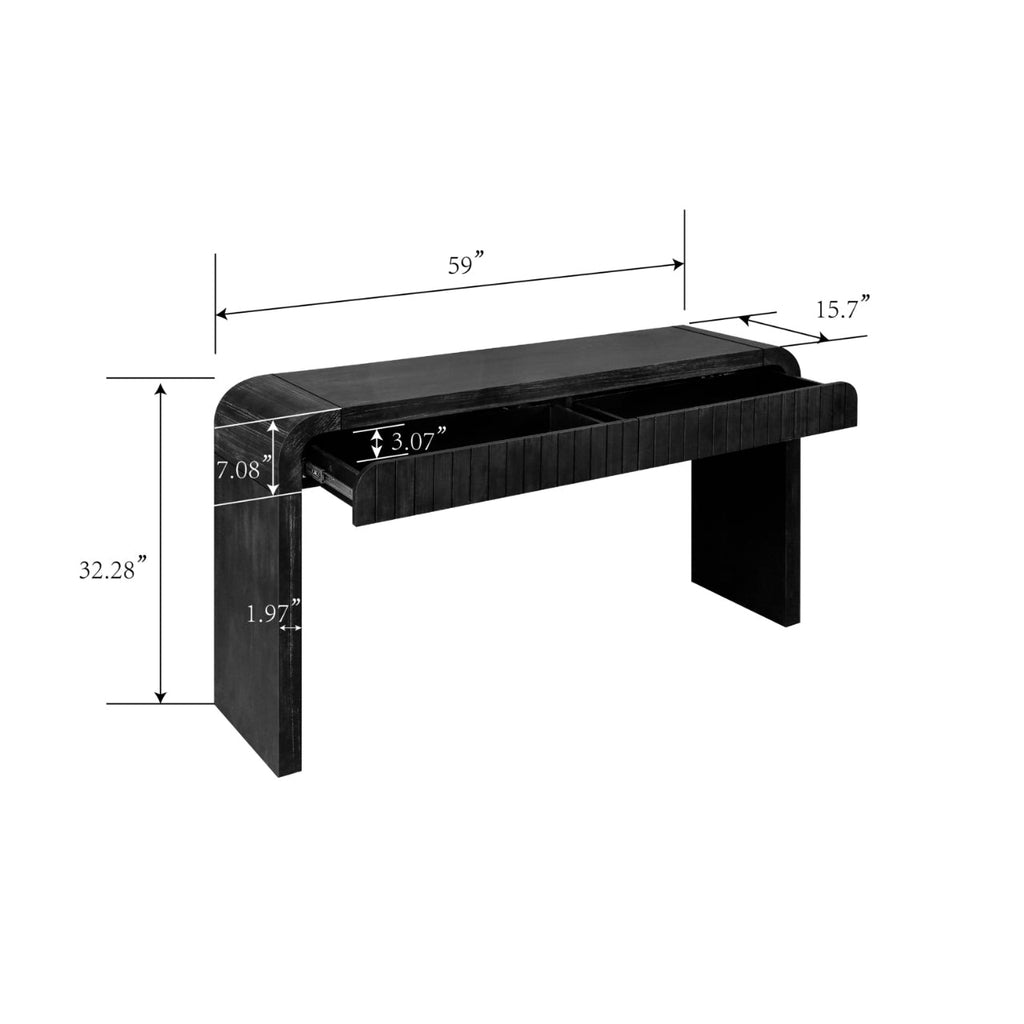 59'' Vintage Crafted Entryway Table,Two Hidden Handle Drawers,Farmhouse Console Table ,Easy Assembly, for Entrance & Dinning Room & Living Room & Hallway (Antique Black)