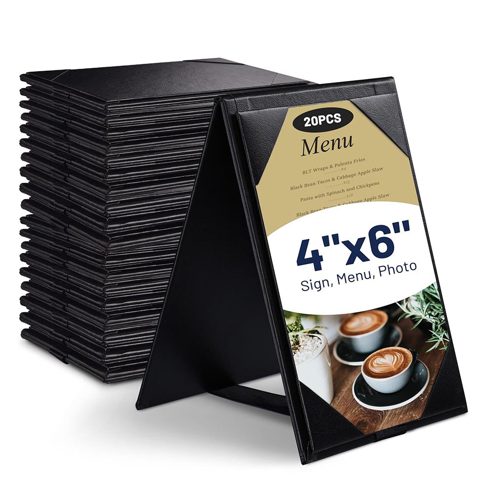 Yescom Table Tents Double Sided Cards Holder PU Leather