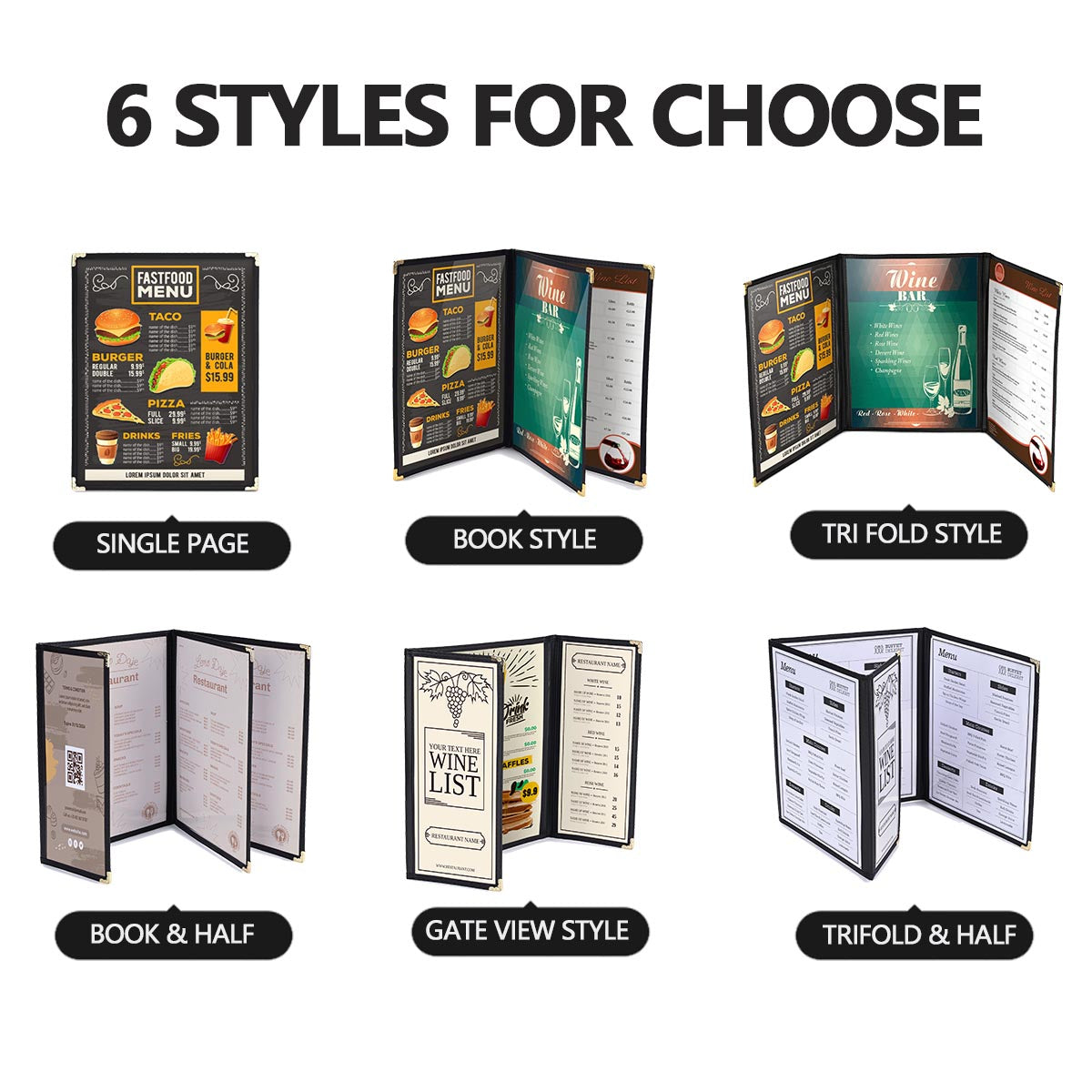 Yescom 30x Menu Covers Cafe Restaurant 8.5x11 & 4.25x11
