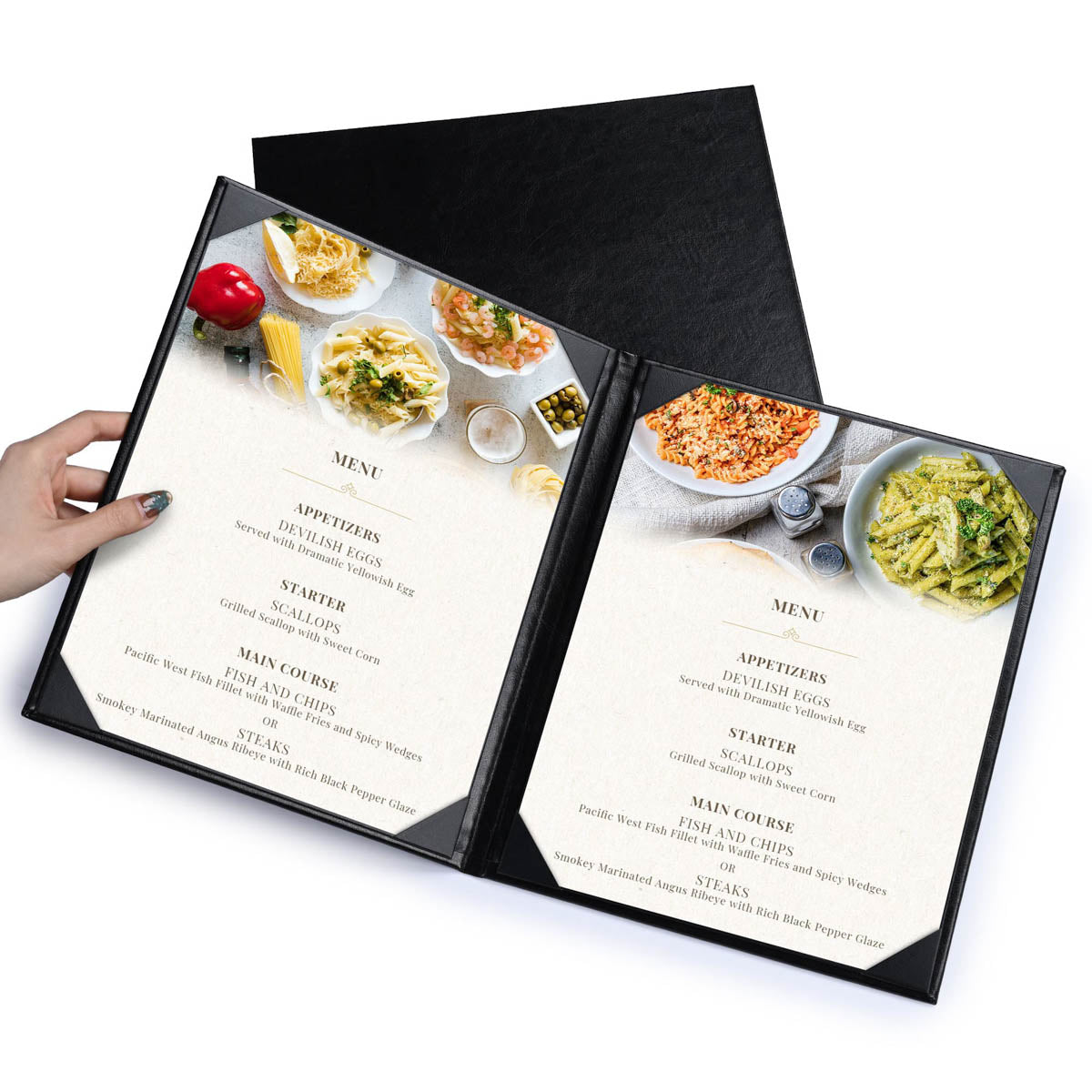 Yescom Personalized Menu Covers - 8.5x11 PU Leather Custom Printed & Color