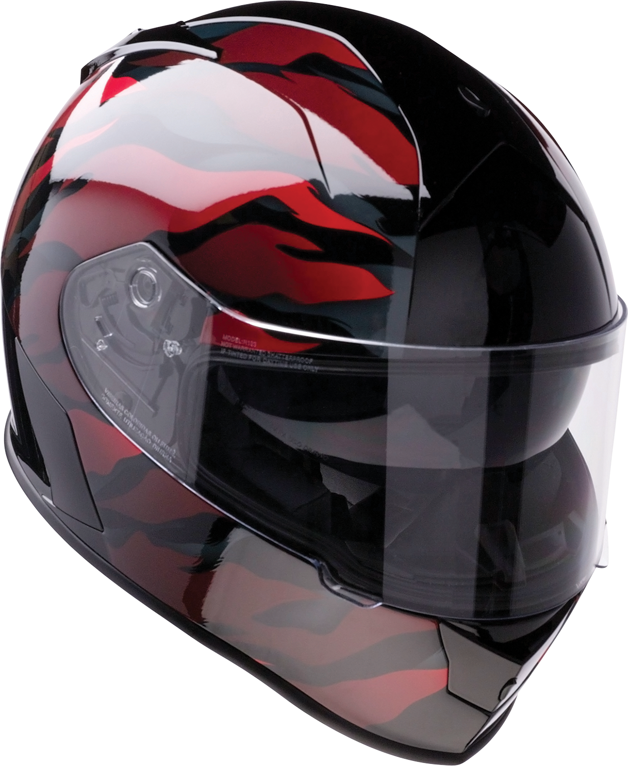 Z1R, Z1R Warrant Panthera Helmet in Black/Red - Small | Injection Molded Polycarbonate Shell with Drop-down Sun Visor