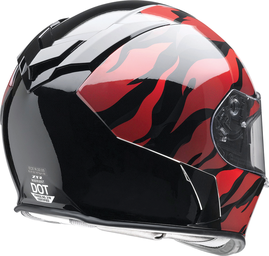 Z1R, Z1R Warrant Panthera Helmet in Black/Red - Small | Injection Molded Polycarbonate Shell with Drop-down Sun Visor