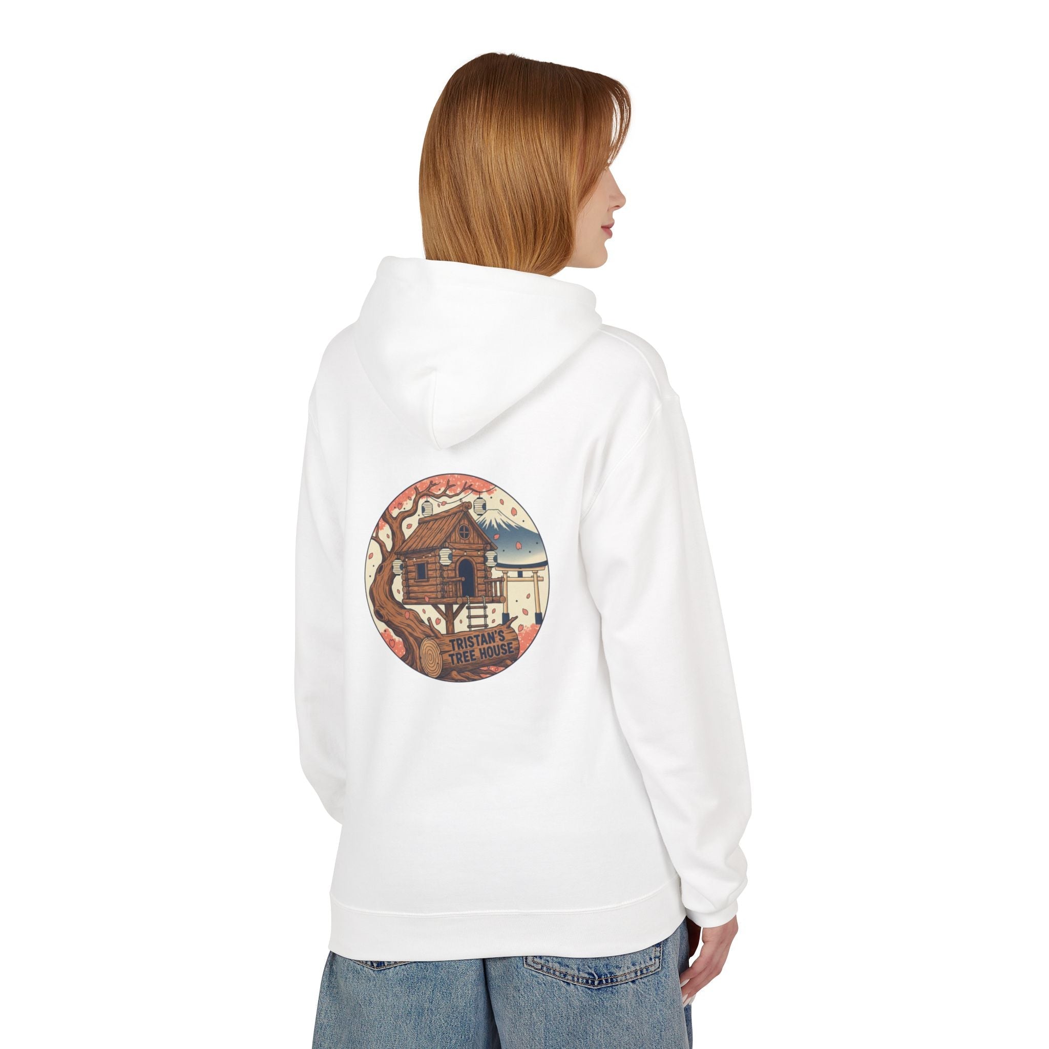 Hoodie — “Love is a Universal Language” Cozy Retro Cabin Graphic Hoodie
