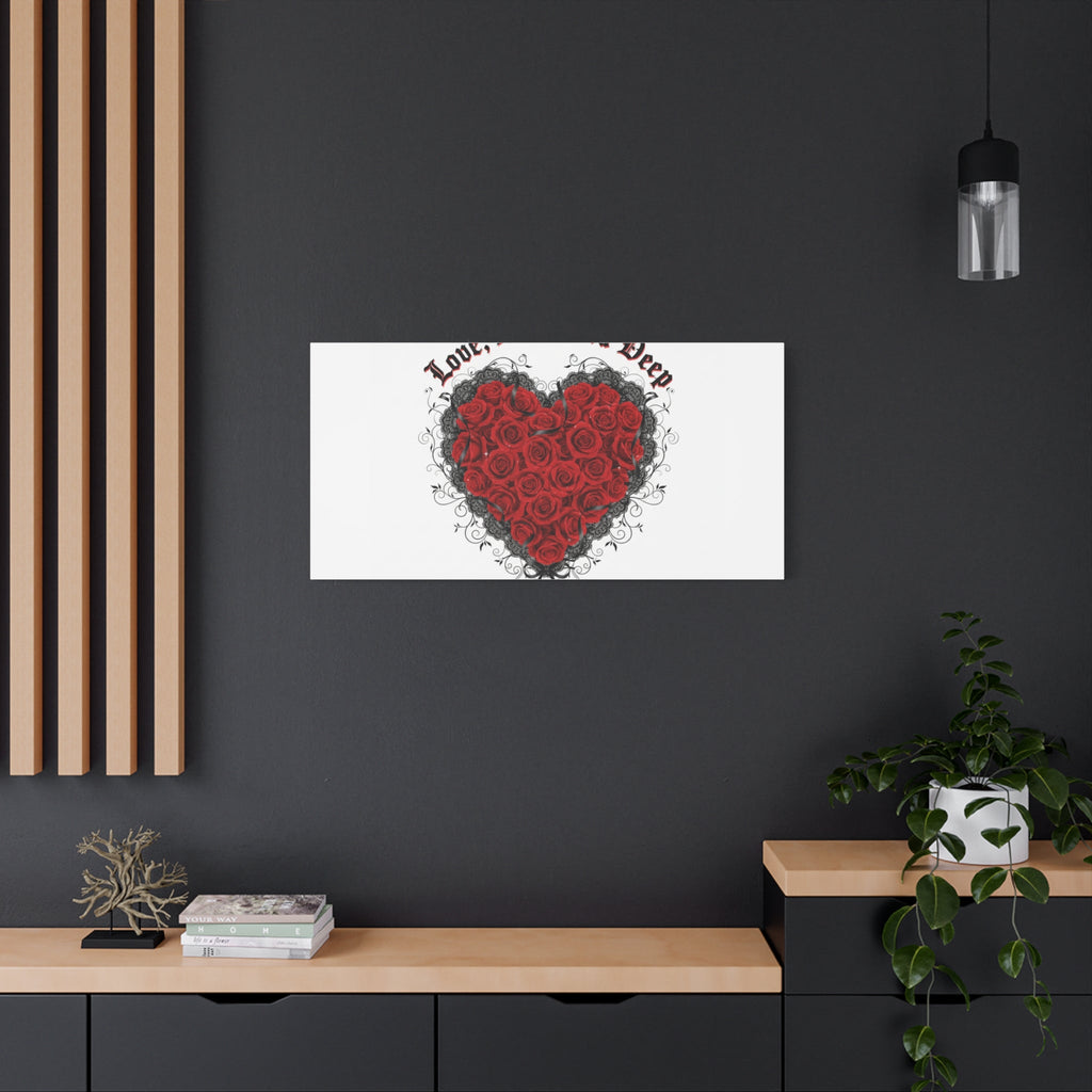 Love Dark and Deep Heart Canvas, Nu Romantic Gothic Romance, 80s Nostalgia