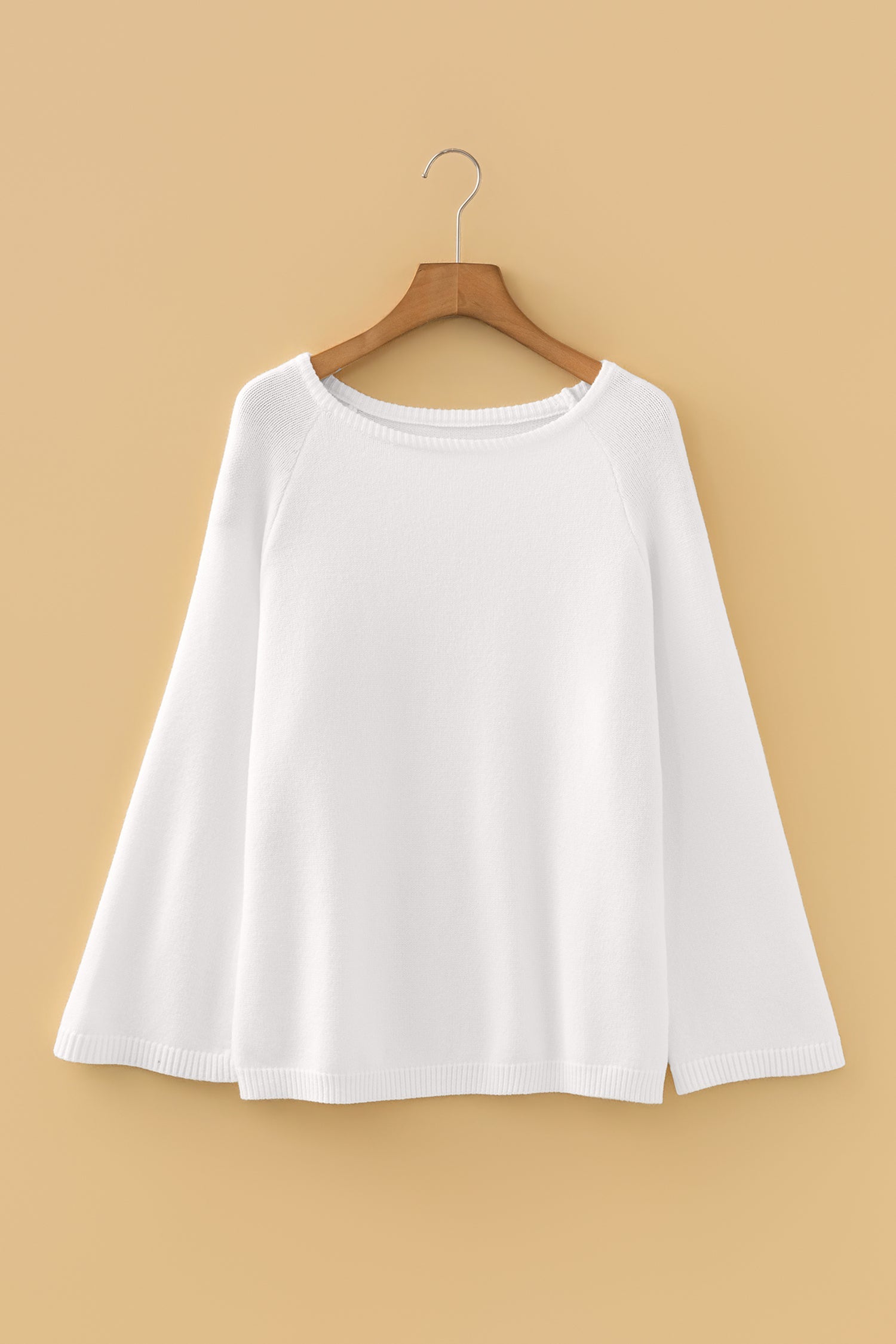 Pink Solid Color Knit Loose Bracelet Sleeve Dolman Sweater