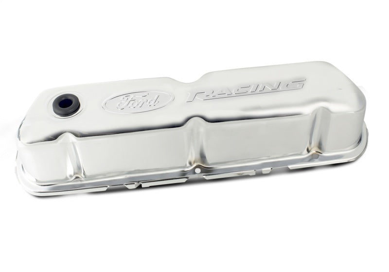 Ford Chrome Steel Valve Cover Set w/Ford Racing Logo FRD302-070