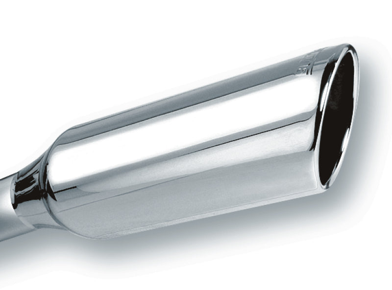 Borla 2.25in Inlet 4in Round Rolled Angle Cut x 12in Long Embossed Exhaust Tip 20245