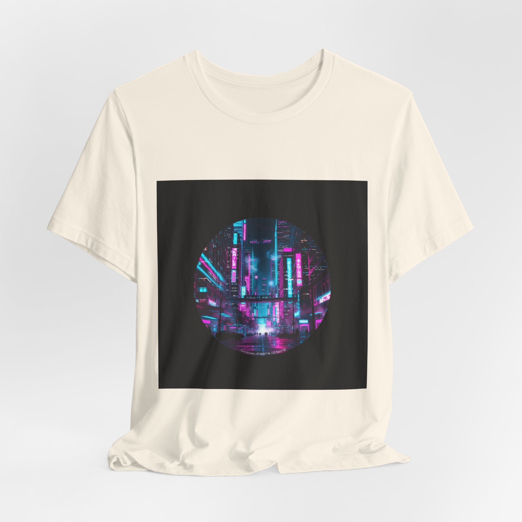 Neon Cyberpunk Skyline Tee | synthwave skyline, future city art