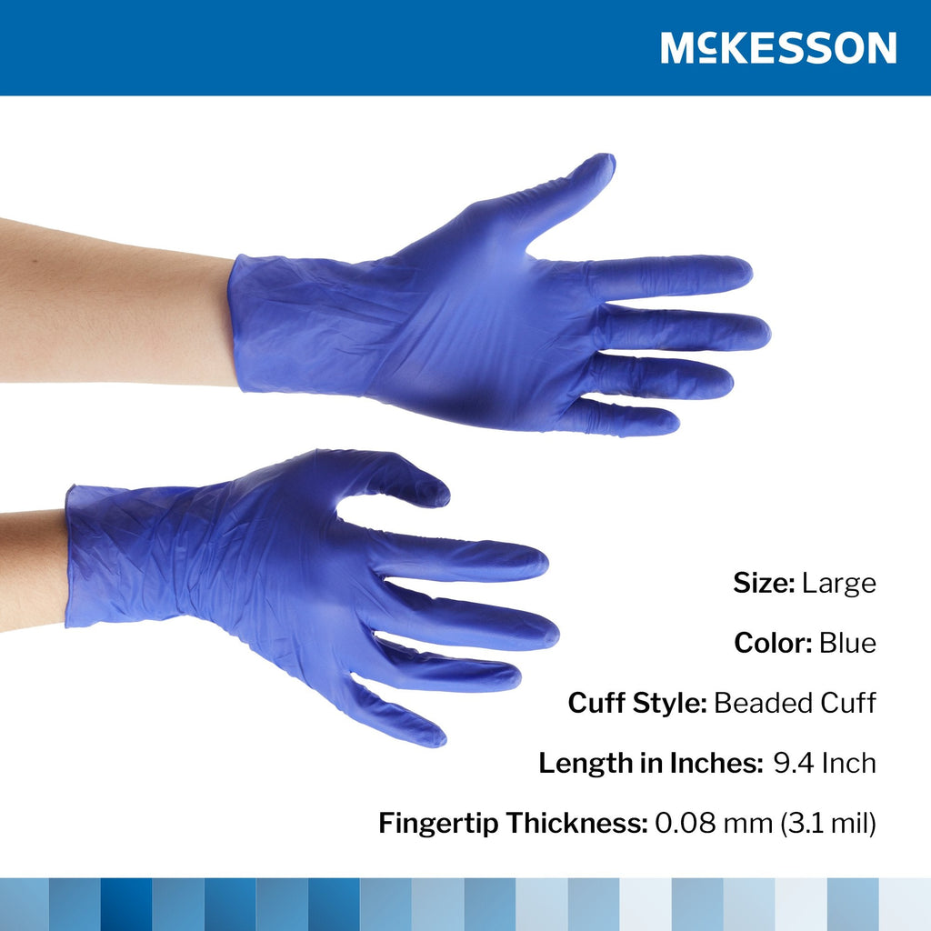 McKesson Confiderm® 3.0 Nitrile Exam Glove, Large, Blue 14-6N36EC