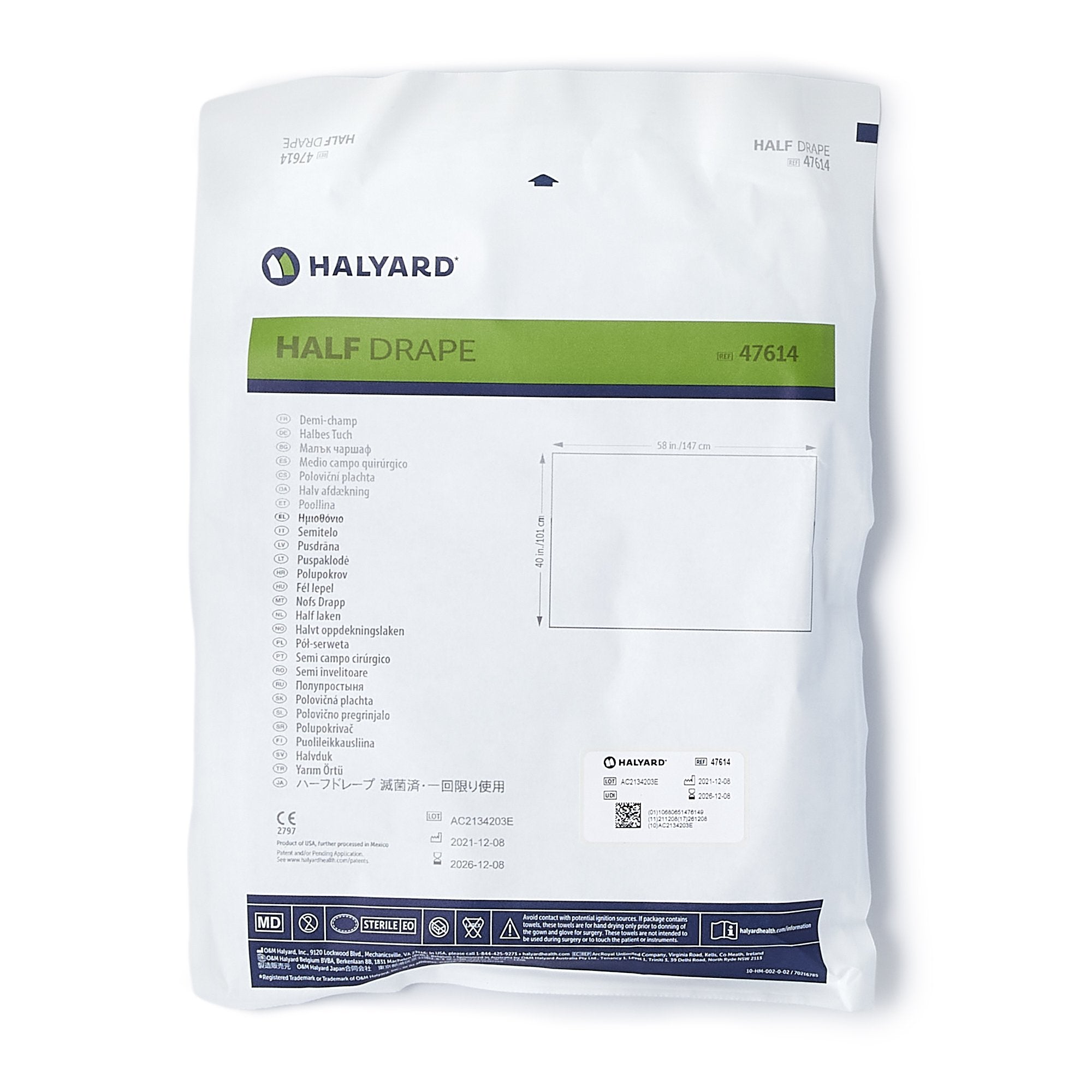 General Purpose Drape Half Drape 40 W X 58 L Inch Sterile - 47614