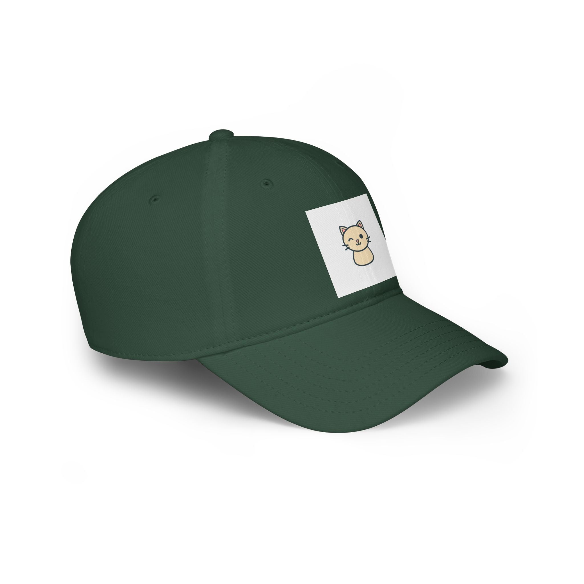 Cute Cat Patch Baseball Cap — Minimalist Kitten Embroidered Hat