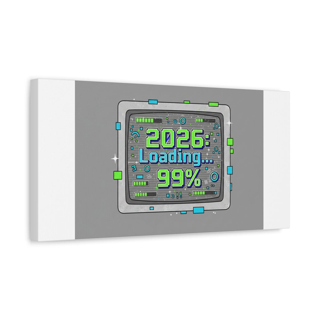 2026 Loading 99% Canvas | NYE countdown, retro system interface