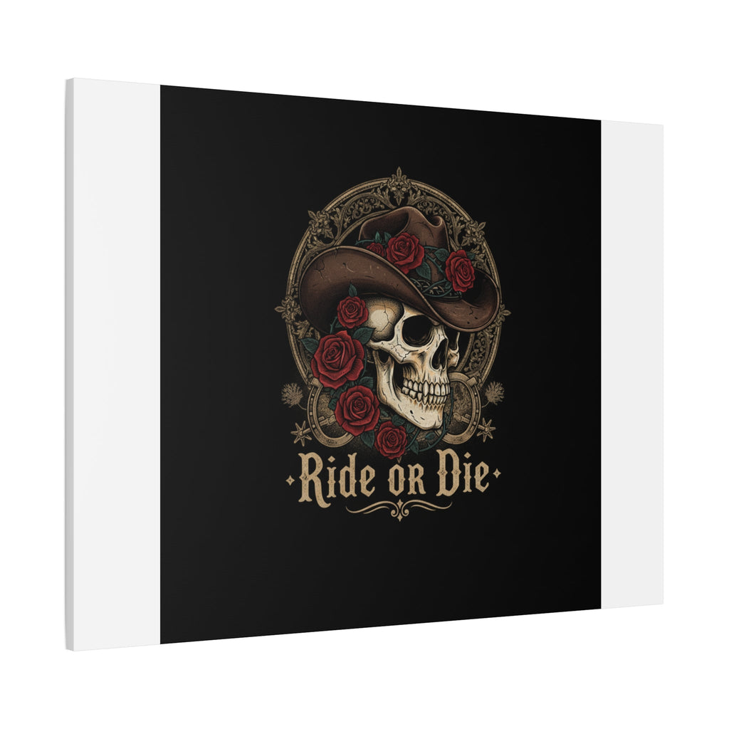 Ride or Die Skull Canvas | Western Skull Art, Gothic Americana