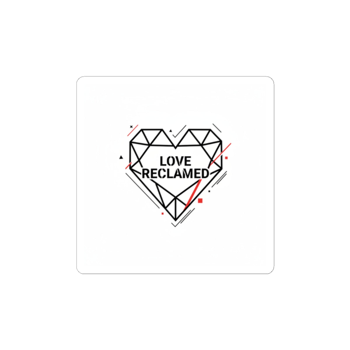Love Reclaimed Geometric Heart Sticker | Minimalist Punk Heart, Modern Heart Design