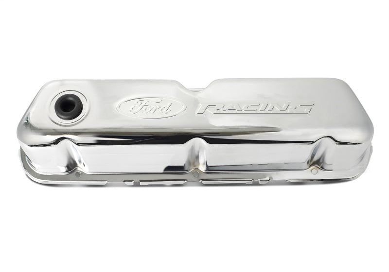 Ford Chrome Steel Valve Cover Set w/Ford Racing Logo FRD302-070