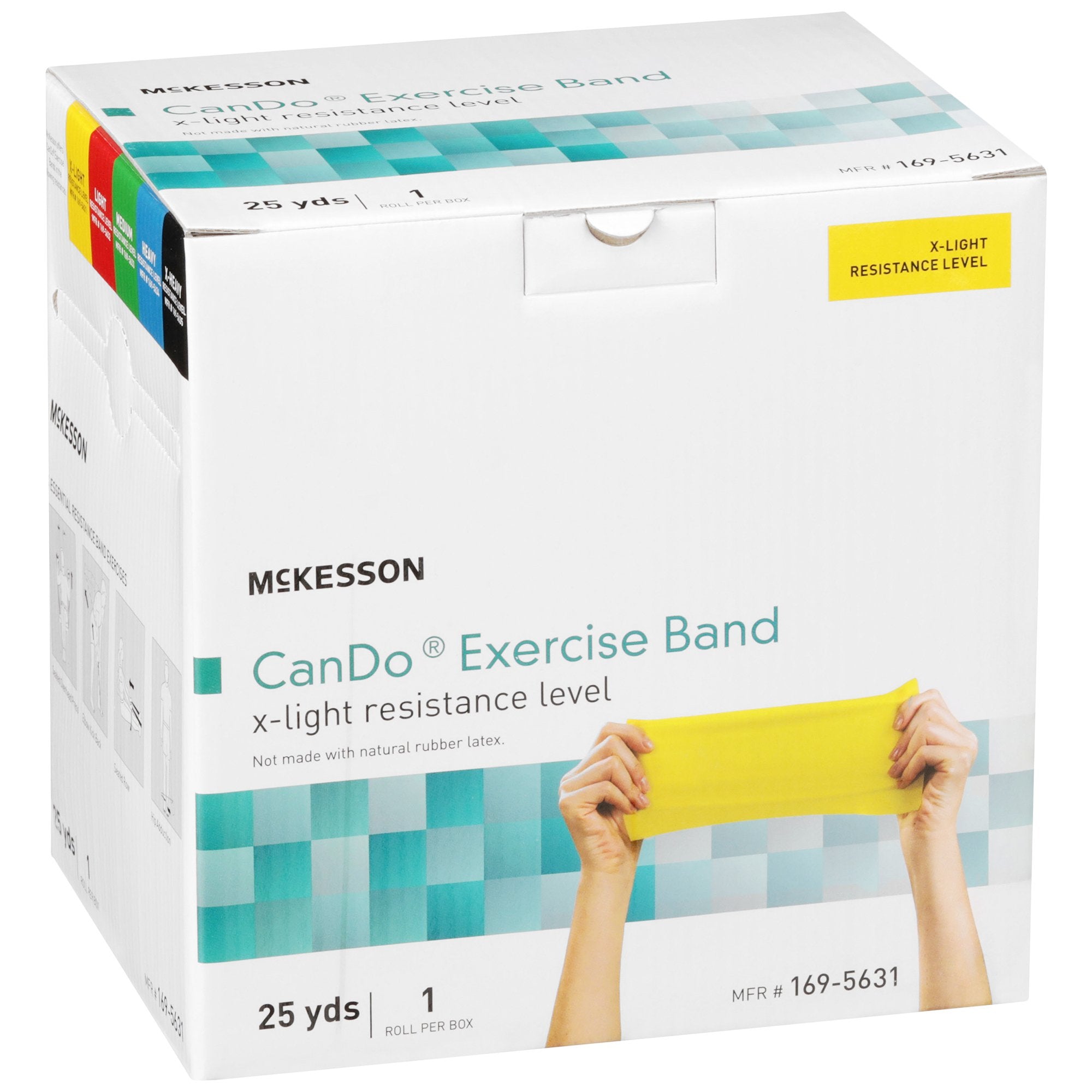 McKesson Exercise Resistance Band, Yellow, 5" x 25 Yard, Extra-Light Resistance 169-5631