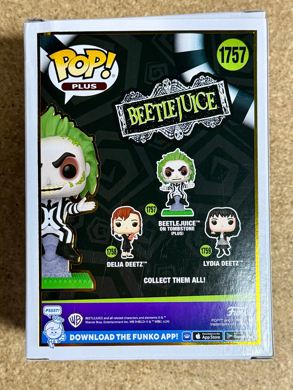Funko Pop! Plus Movies Beetlejuice On Tombstone #1757 Beetlejuice 2024 (BOX DMG)