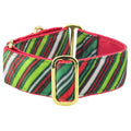 Christmas Stripes Elite Swiss Velvet Martingale Dog Collar