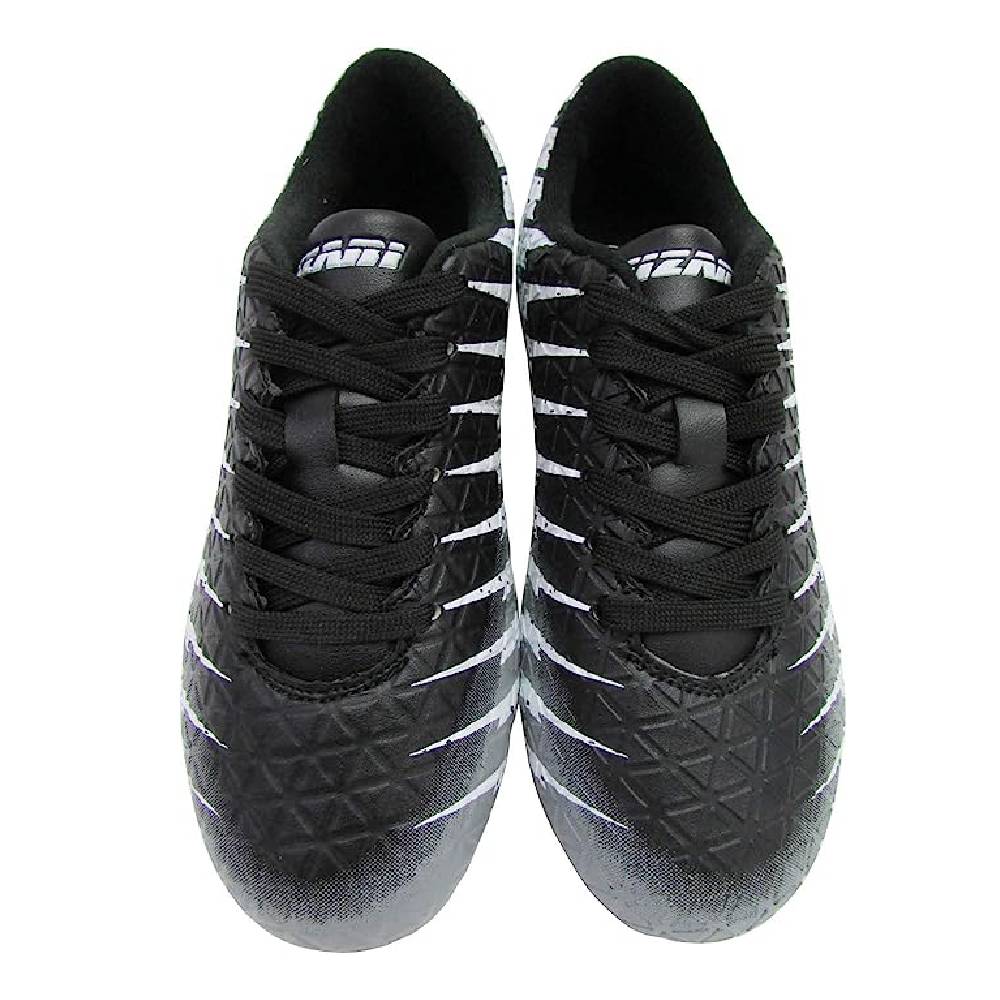 Kids Firm Ground Soccer Cleats – Black/White/Silver