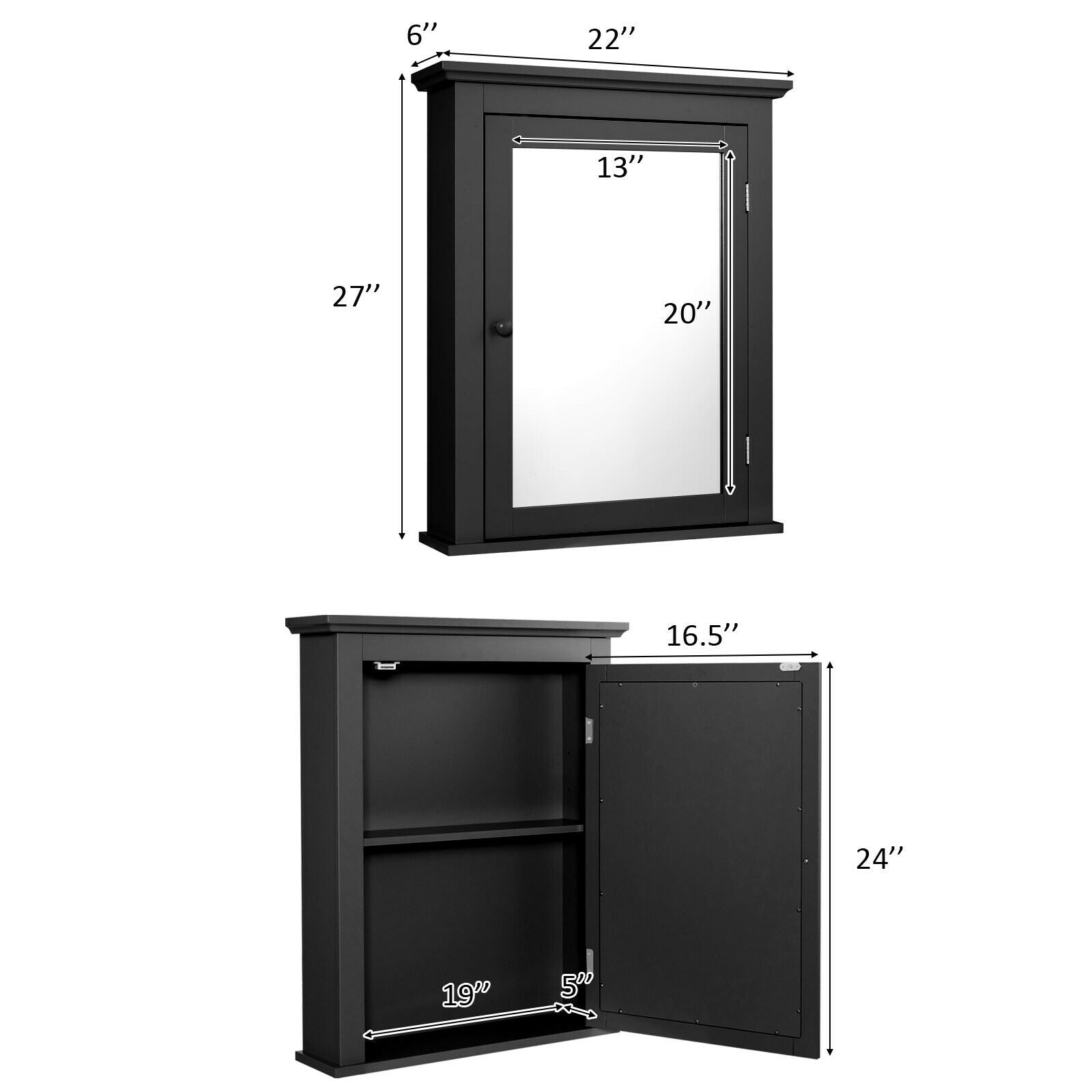 Bathroom Wall Mounted Storage Mirror Medicine Cabinet