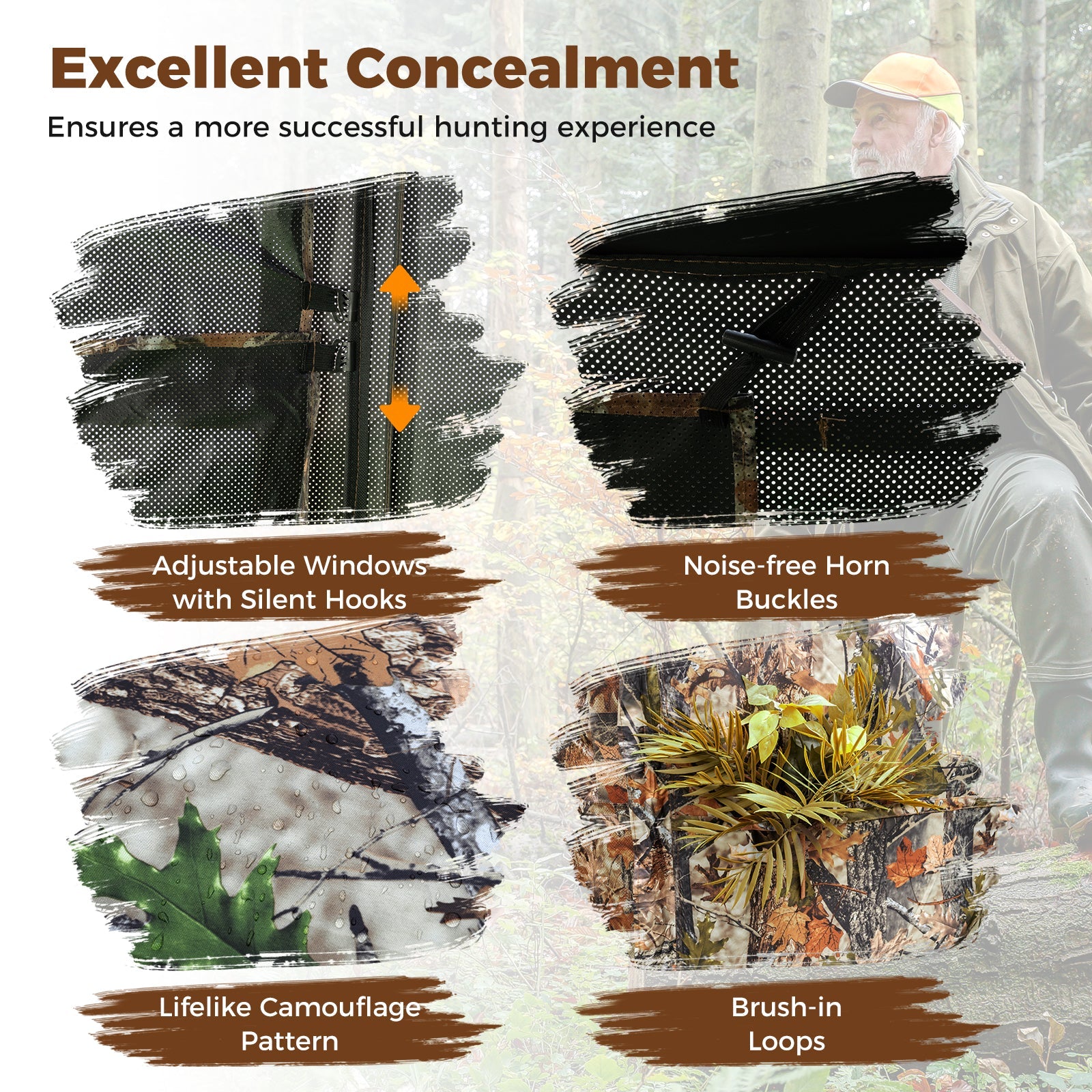 2-6 Person Side-by-Side Hunting Blinds Double One-way See-through Ground Blinds