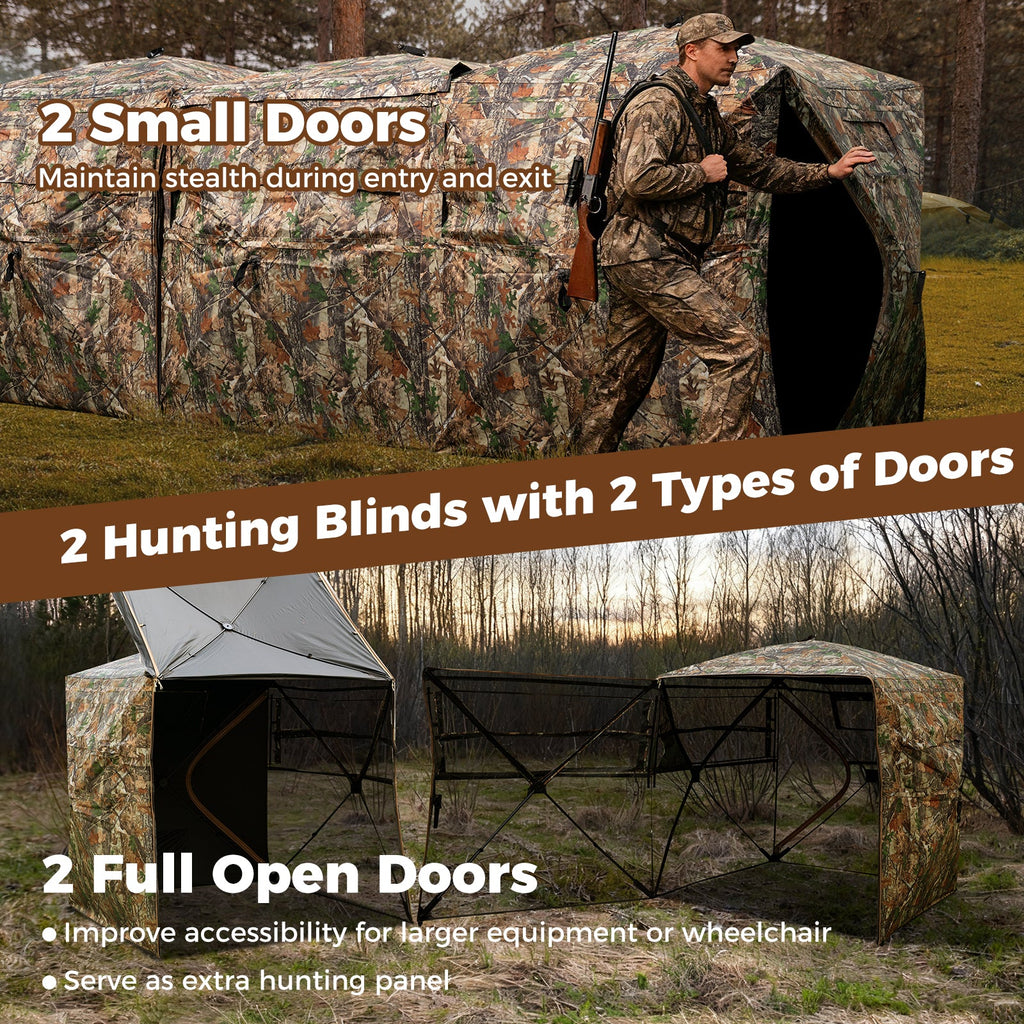 2-6 Person Side-by-Side Hunting Blinds Double One-way See-through Ground Blinds