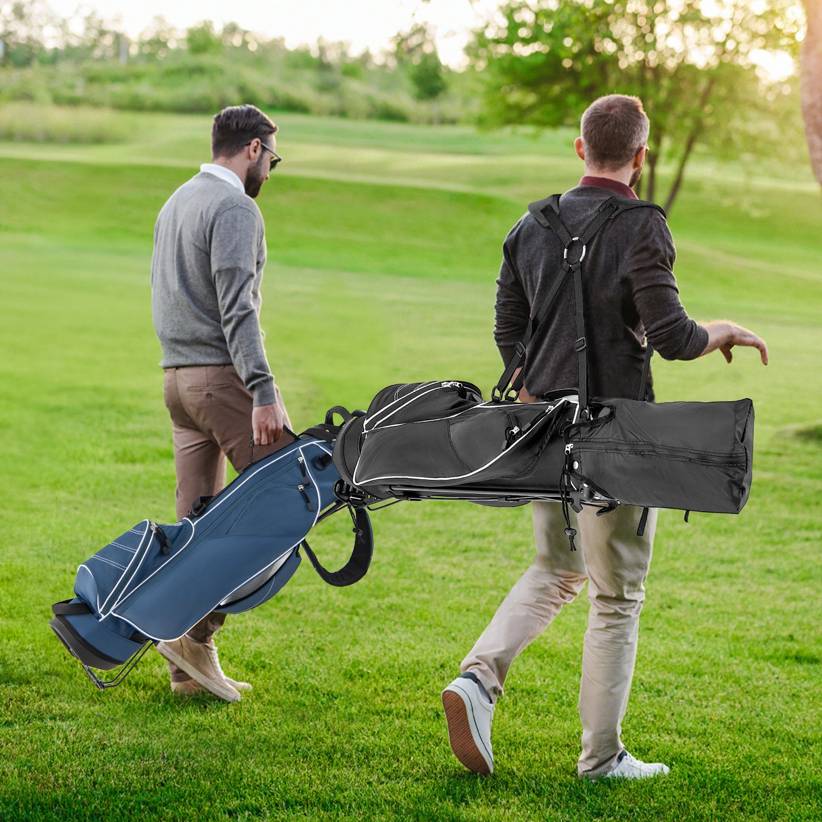 Golf Stand Cart Bag with 4 Way Divider Carry Organizer Pockets