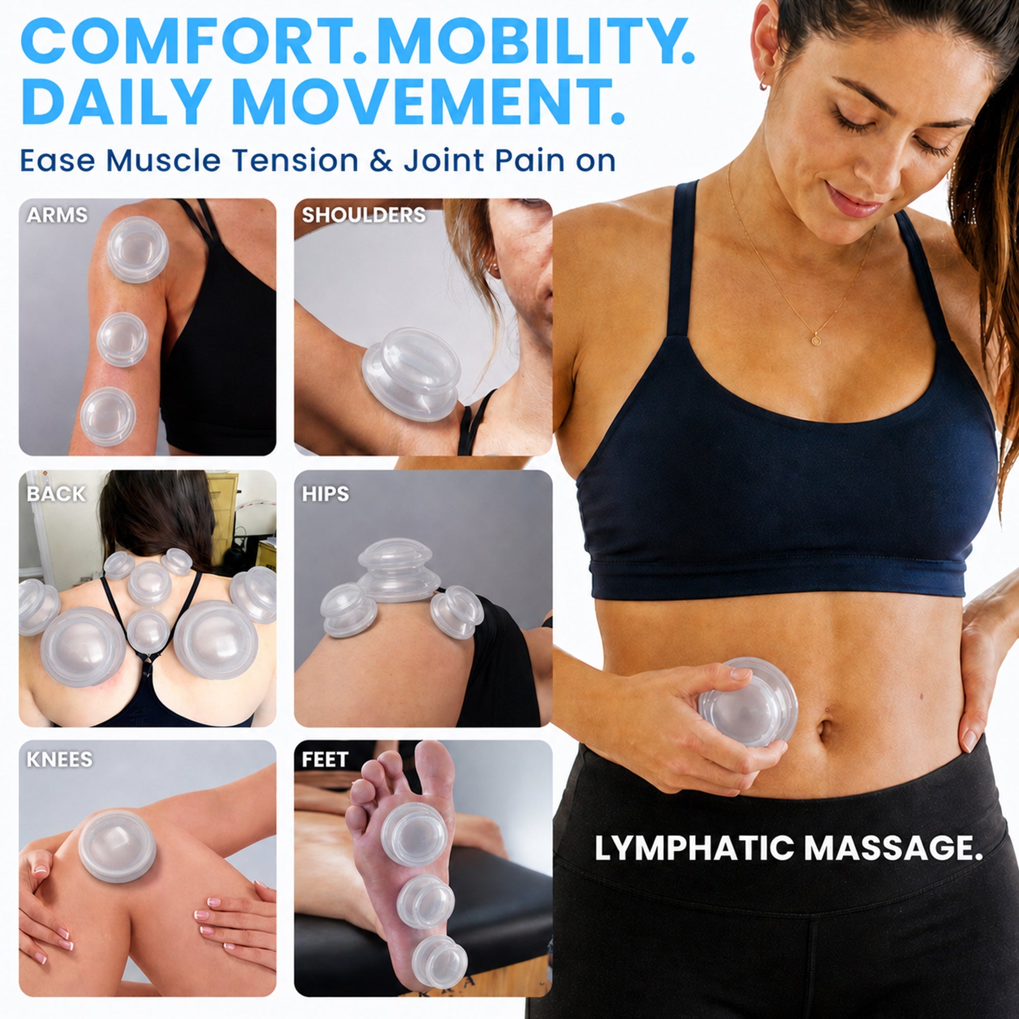 EDGE™ Cupping Set Clear, 8 Cups (2L, 2M, 4S)