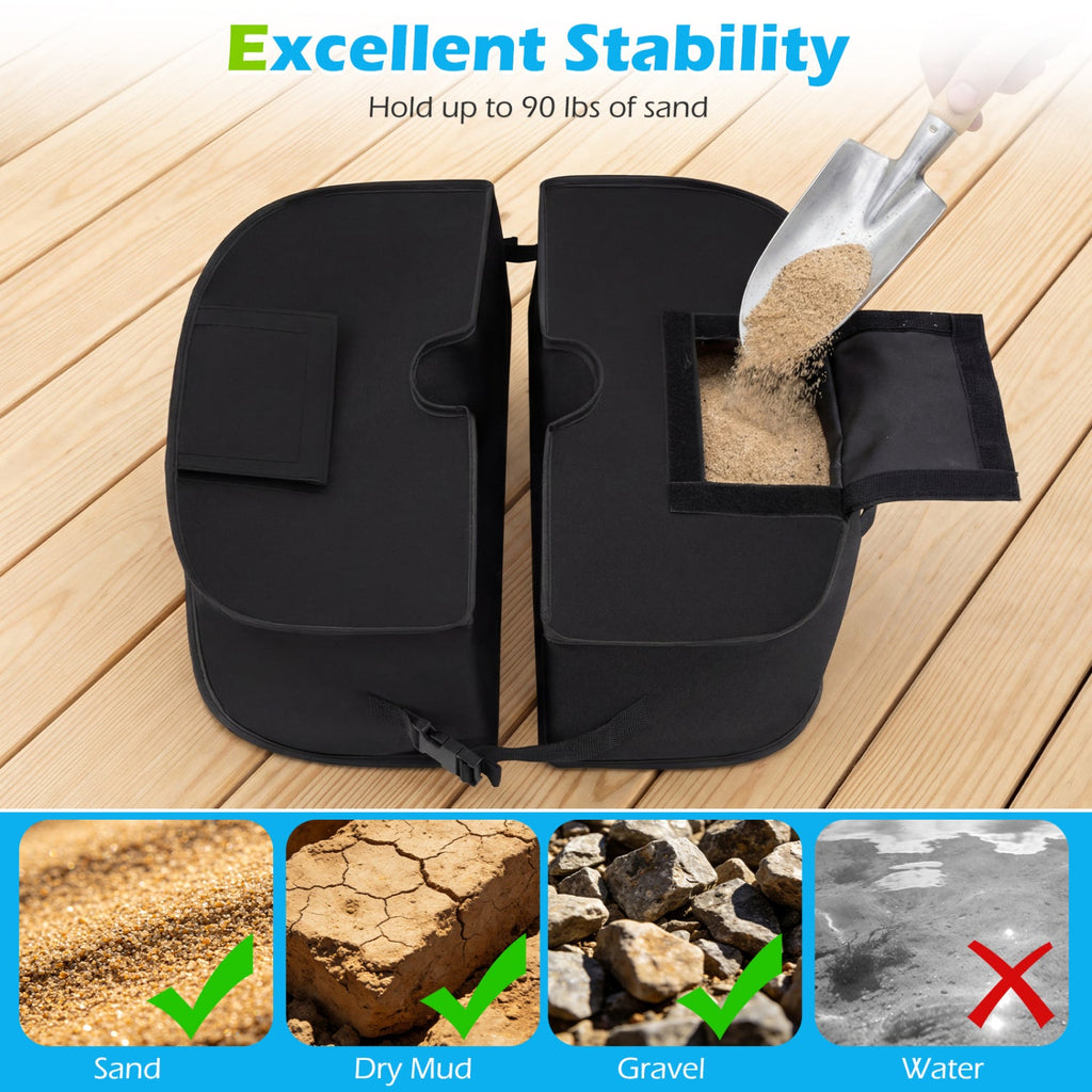 2-Pack 90 LBS Umbrella Base Weight Sandbags