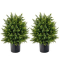 2-Pack Artificial Cedar Topiary Ball Tree with Cement Pot