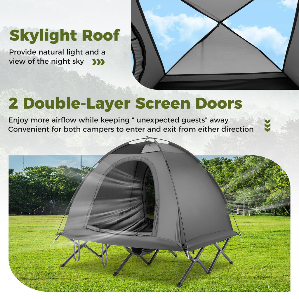 2-Person Camping Cot Tent Foldable Off-Ground Camping Combo for Adults