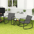 3-Piece Rocking Bistro Set with Glass Table for Patio