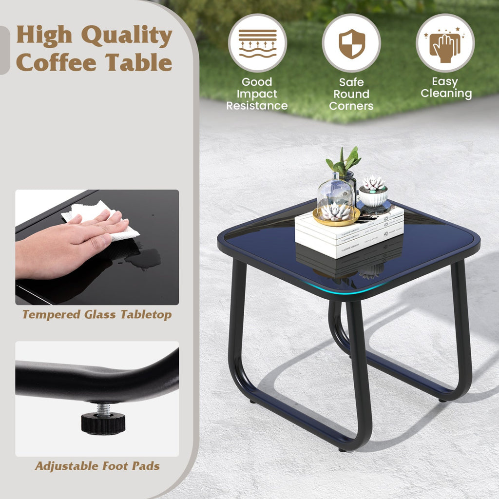 3-Piece Rocking Bistro Set with Glass Table for Patio