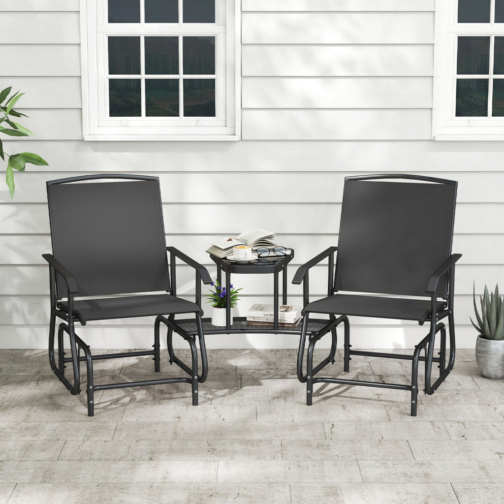 2-Seater Outdoor Glider Bench with Center Table