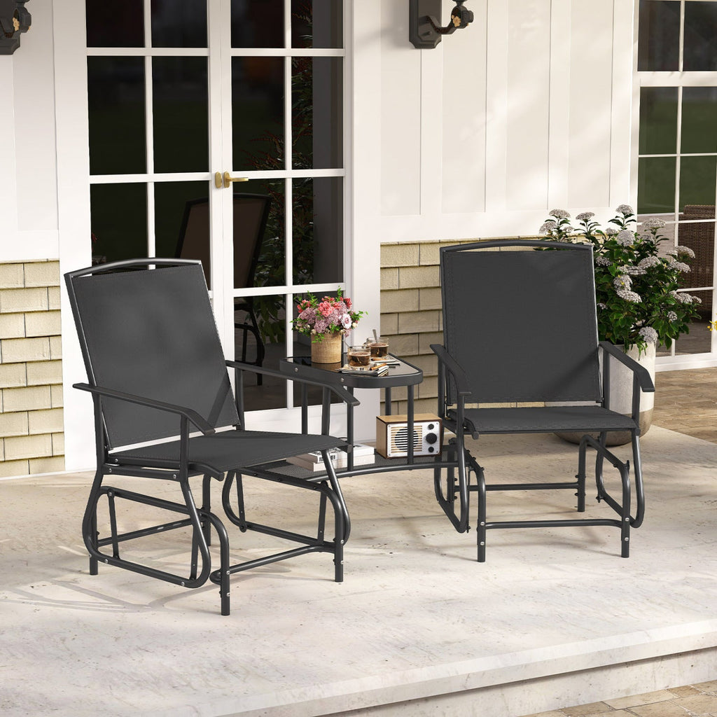 2-Seater Outdoor Glider Bench with Center Table