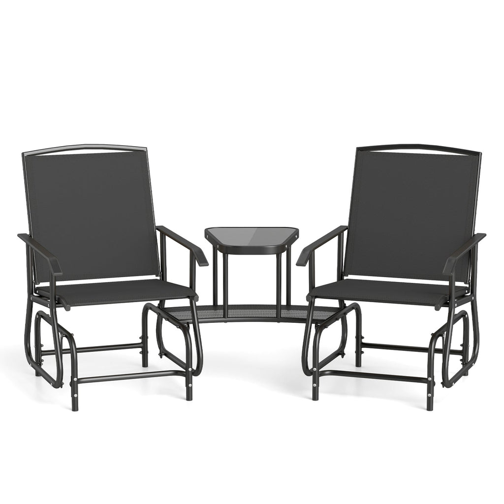 2-Seater Outdoor Glider Bench with Center Table