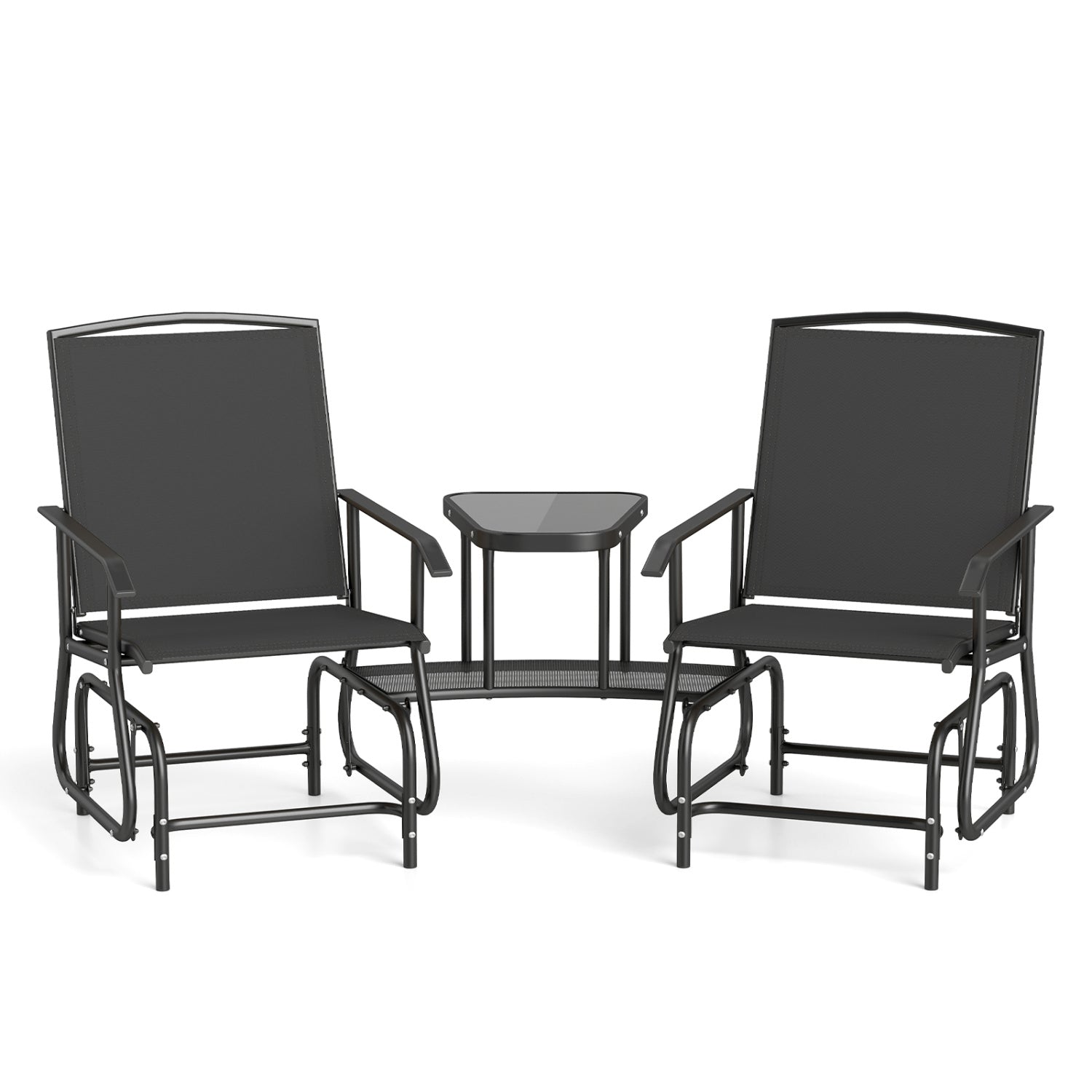 2-Seater Outdoor Glider Bench with Center Table