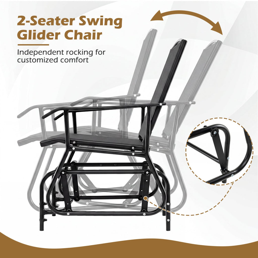 2-Seater Outdoor Glider Bench with Center Table