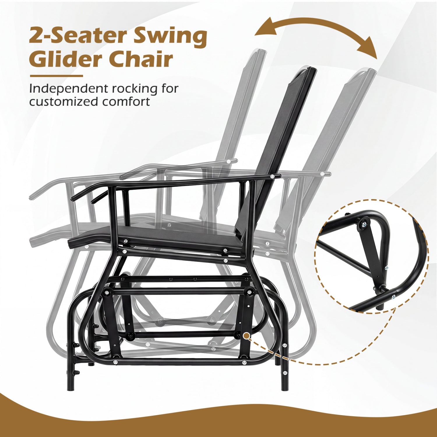 2-Seater Outdoor Glider Bench with Center Table