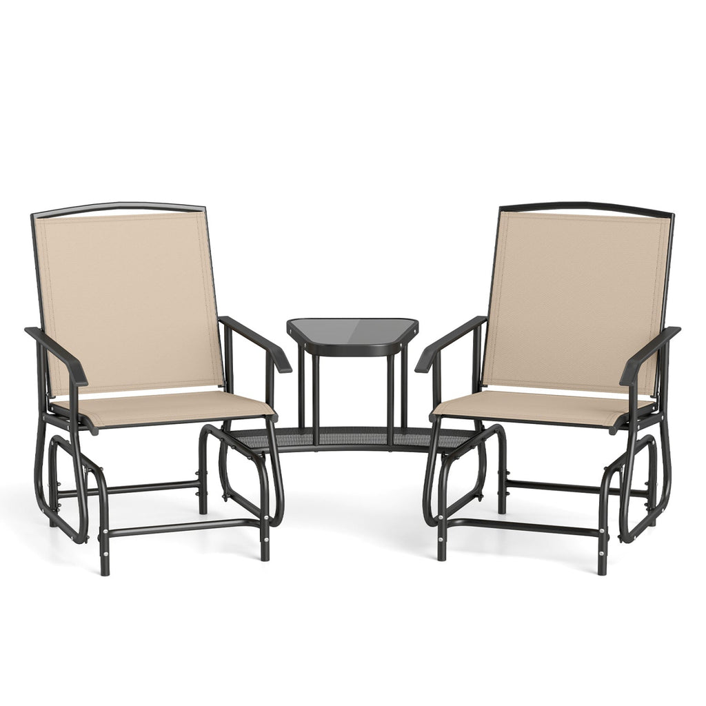 2-Seater Outdoor Glider Bench with Center Table