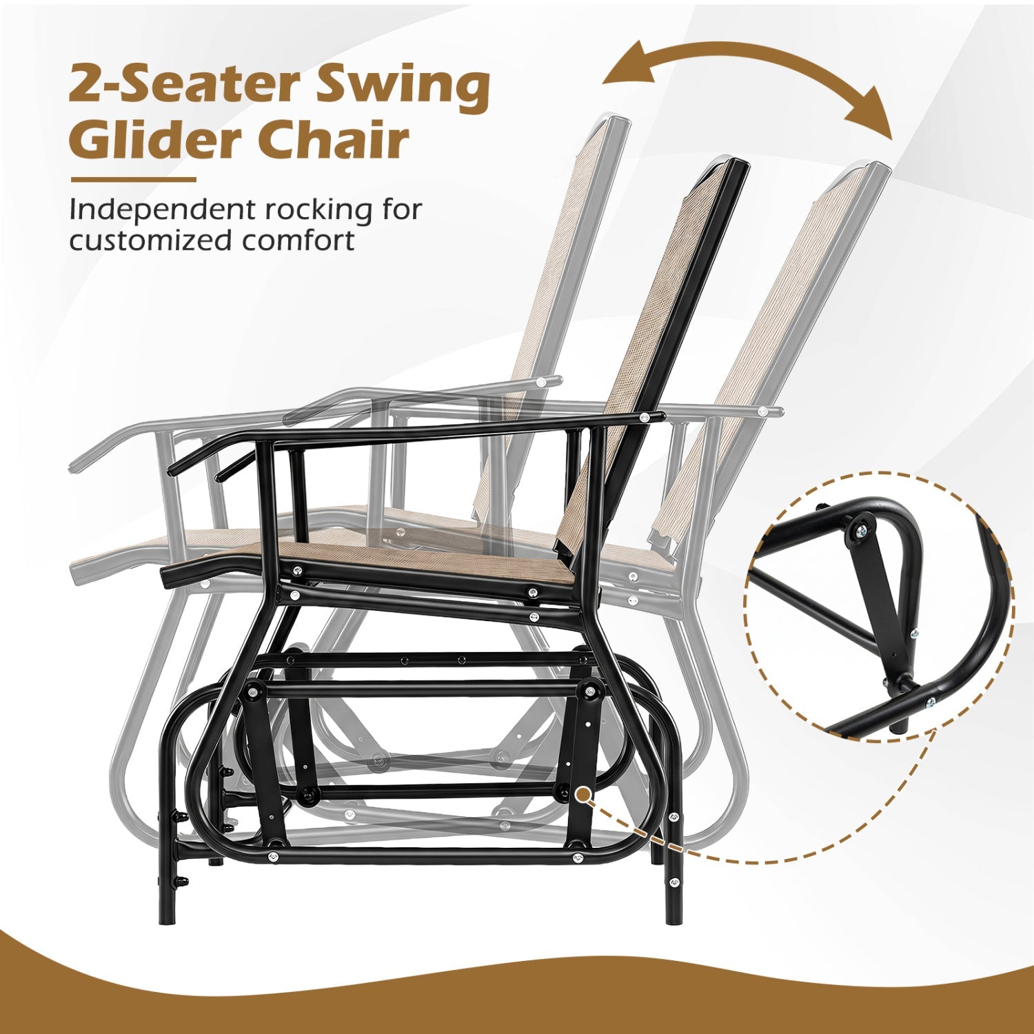 2-Seater Outdoor Glider Bench with Center Table