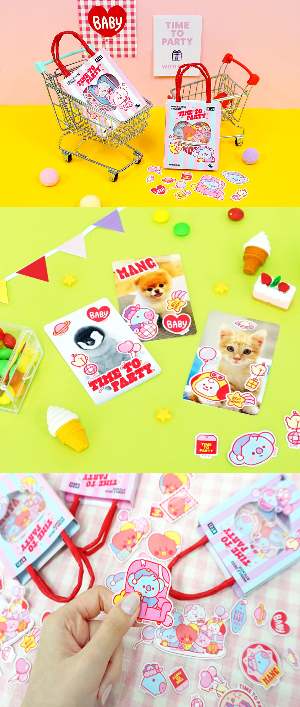 BTS x BT21 Minini Time To Party Mobile Deco Sticker