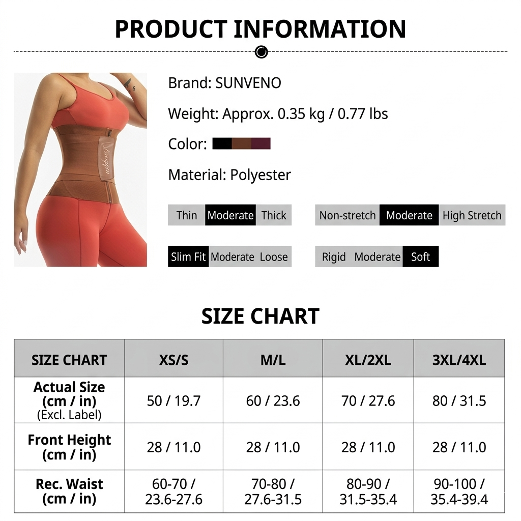 Women’s Waist Trainer Tummy Control Belt - Breathable Sweat Band for Fitness, Body Shaping & Back Support