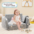 2-in-1 Folding Kids Couch with Blanket Glow in the Dark-Gray