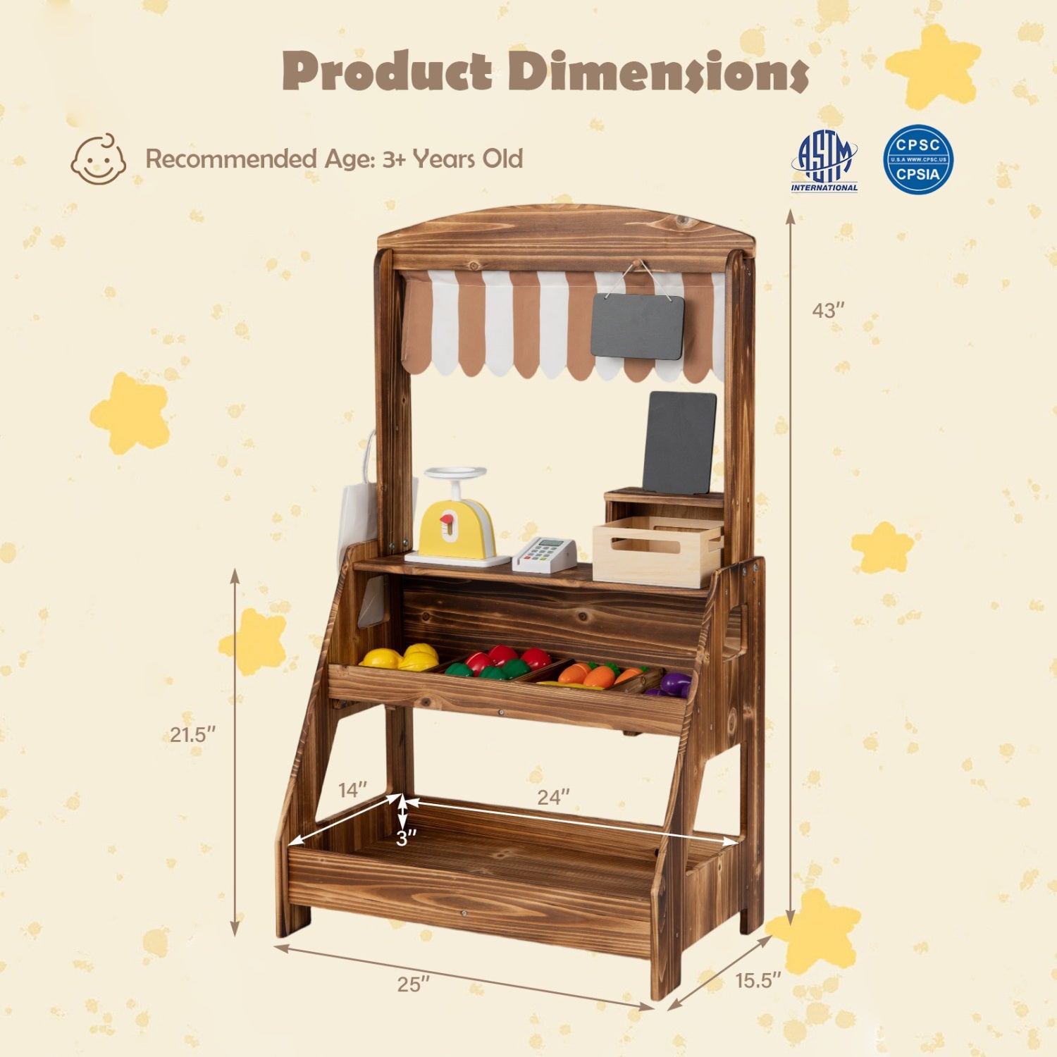 2-in-1 Wooden Mud Kitchen & Market Stand with Planter Box