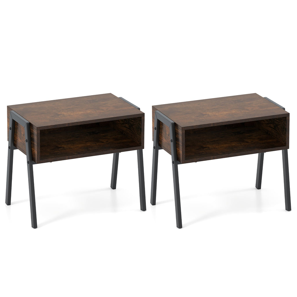 2 Pieces Stackable Night Stand Bedside End Table Set