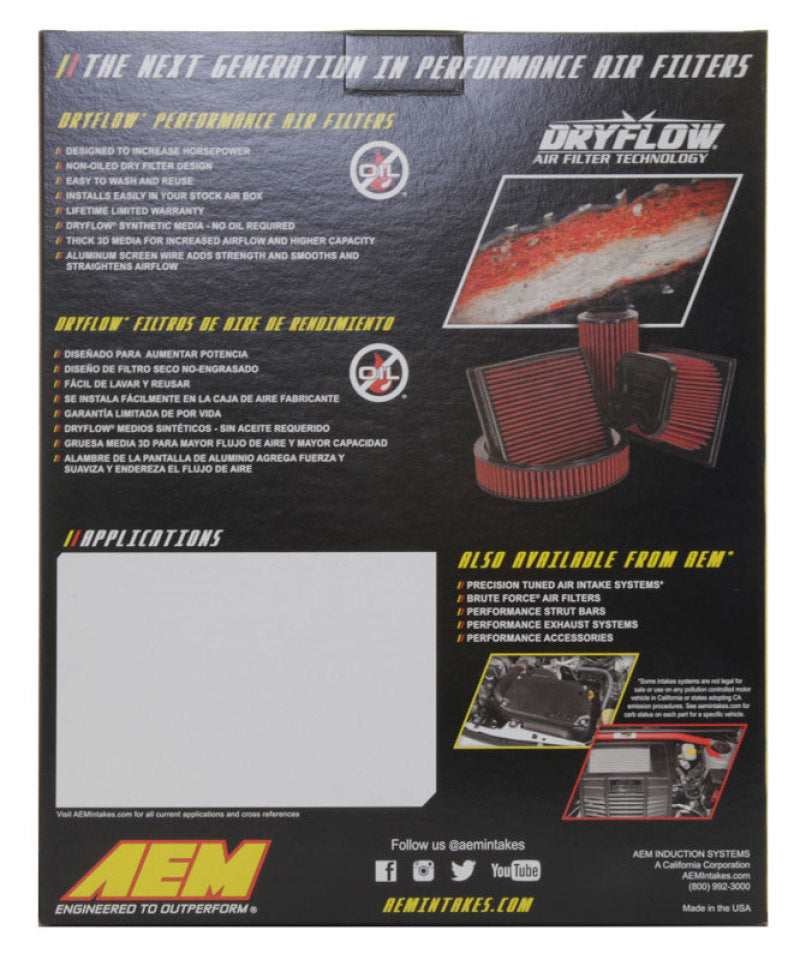 AEM Induction AEM 15-18 Ford Everest L5-3.2L DSL DryFlow Air Filter 28-30086